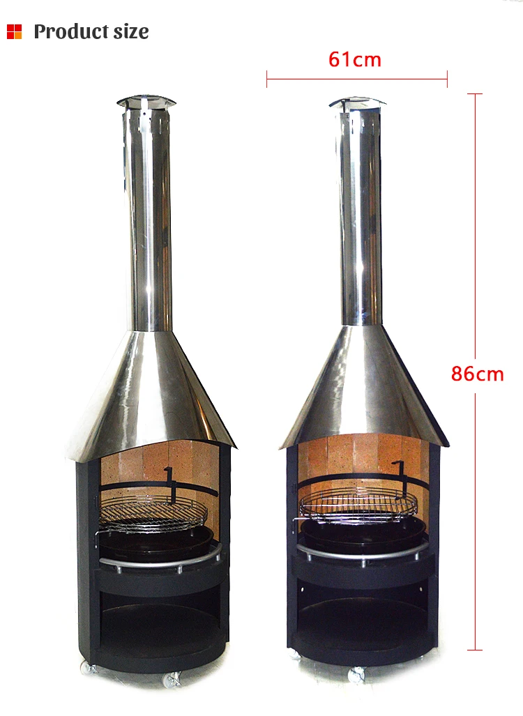 Wood Burning Heater Backyard Barbecue Chimney Fireplace Metal Bbq Charcoal Fire Place Chimney
