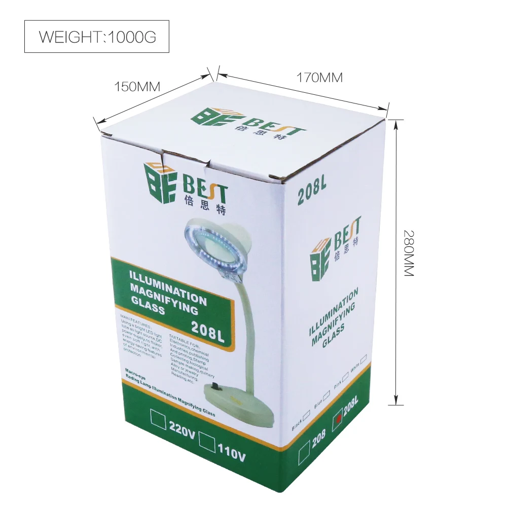 
Настольная лампа с увеличительным стеклом BST-208L 5x 10x 