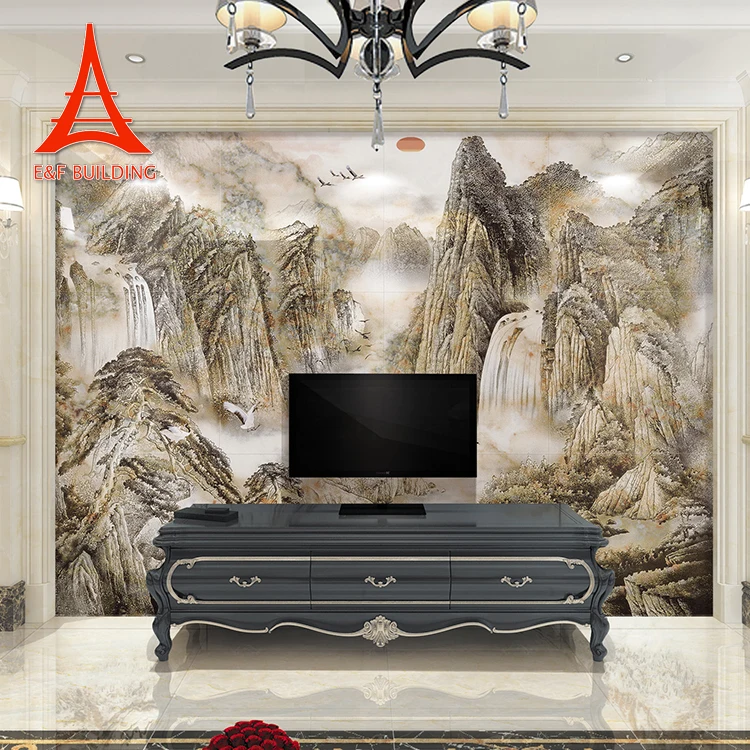 Direct Factory Sale Custom Size Natural Marble Stone Slab Tiles for Modern Landscape Background Wall Tiles Competitive Price