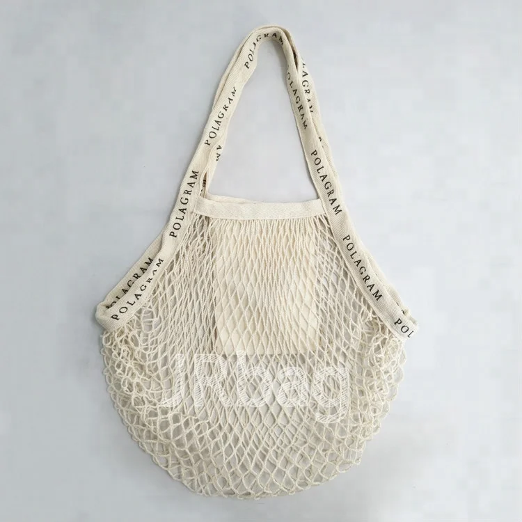 BSCI Supplier's Eco-Friendly Foldable Fruit Vegetable Grocery Net Bag Reusable Cotton Mesh Logo Printing Washable Shopping Bags