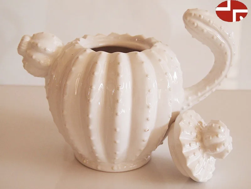 Ceramic Cactus Green White Plating Teapot