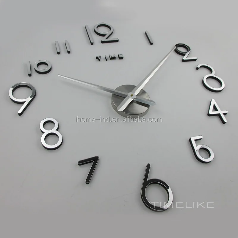 Nordic Large Decorative Clocks Wall 3D Diy Clock Big Size Mirror Creative Digital Horloge