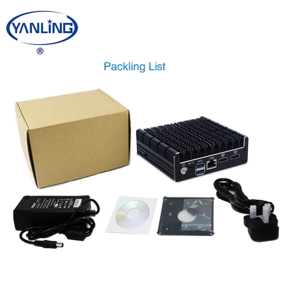 New Arrival Hot Intel Celeron J3060 Dual Core NUC Computer 4GB Video Memory DDR3 RAM Fanless Industrial Desktop Mini PC 2 LAN US