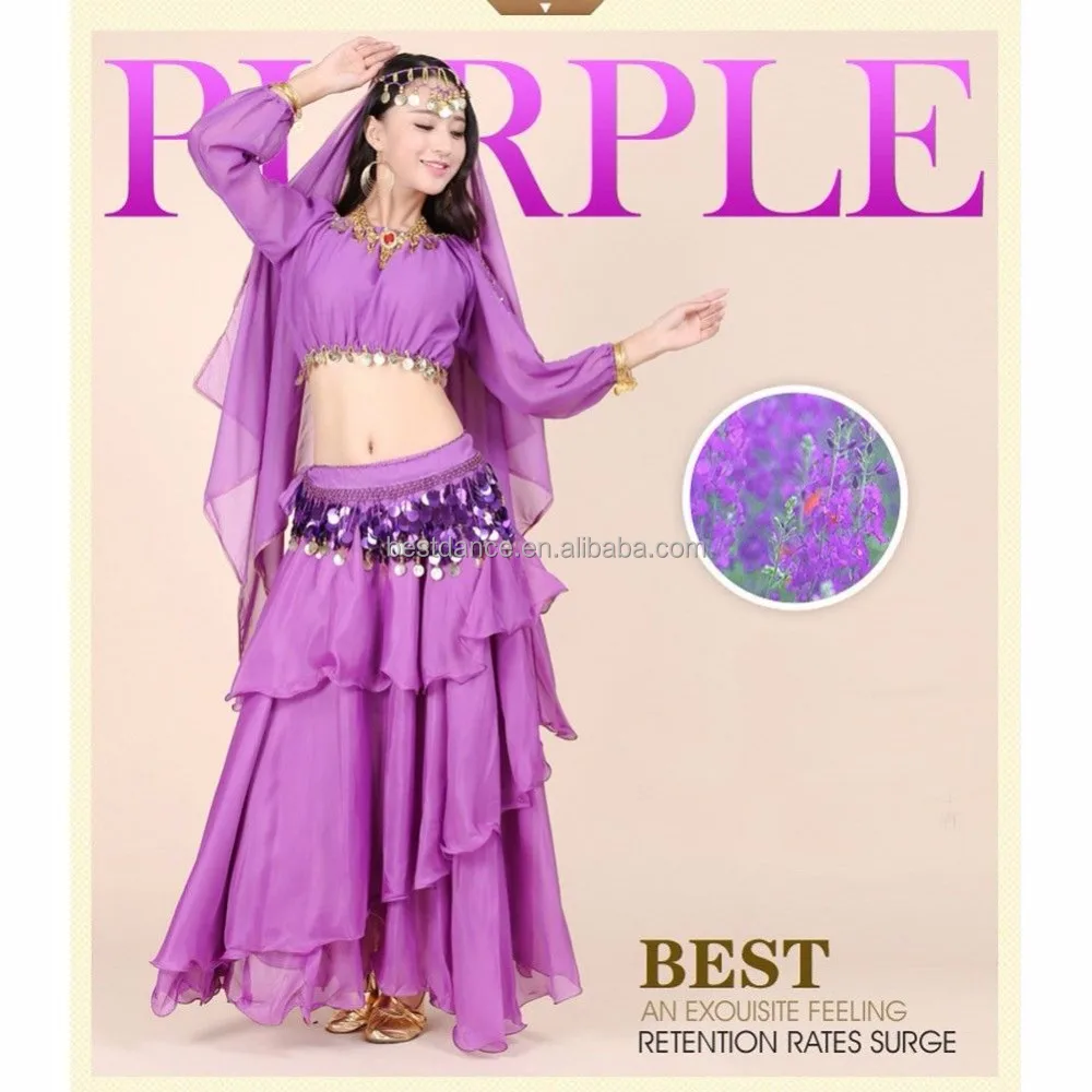 Bestdance High Quality Unique Arab Sexy Nice Purple Belly Dance Costumeadult Stage Dance 2989