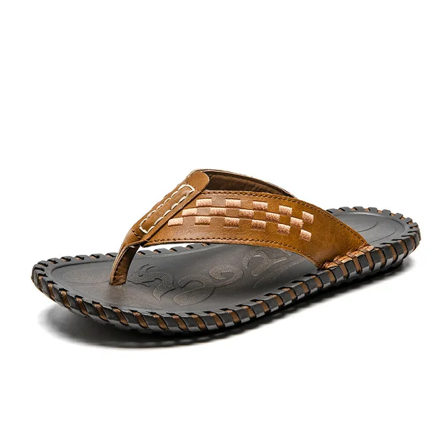 Summer Men Flip Flops High Quality Hand Made Beach Sandals Non-slip Male  Slippers Zapatos Hombre Casual Shoes Men - Buy Pu Leather Flip Flops For  Beach,Non-slip Slippers,Beach Sandals Product on Alibaba.com