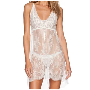 Custom Women's Floral Lace Chemise Transparent Sexy Adjustable Shoulder Straps Elastic Waist Mesh for Summer Spring Pajamas