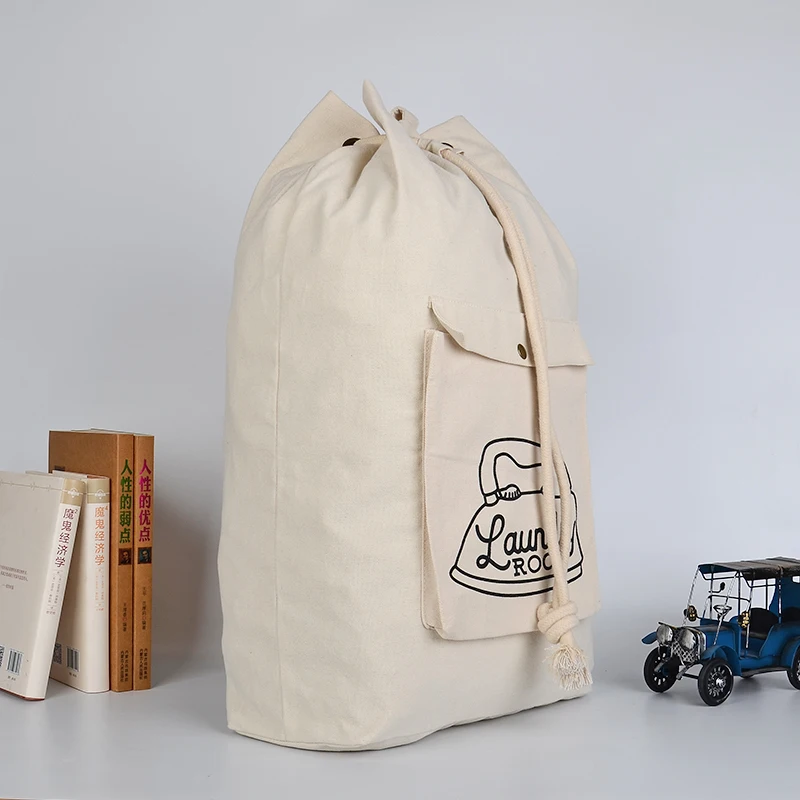 Custom Laundry Bag Eco Friendly Canvas Cheap Manufacturer 100% Cotton Canvas Cotton Laundry Bag