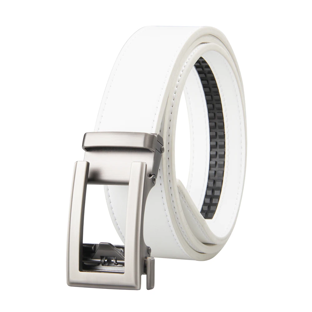 White Leather Suit Belt With Silver Designer Buckle For Men