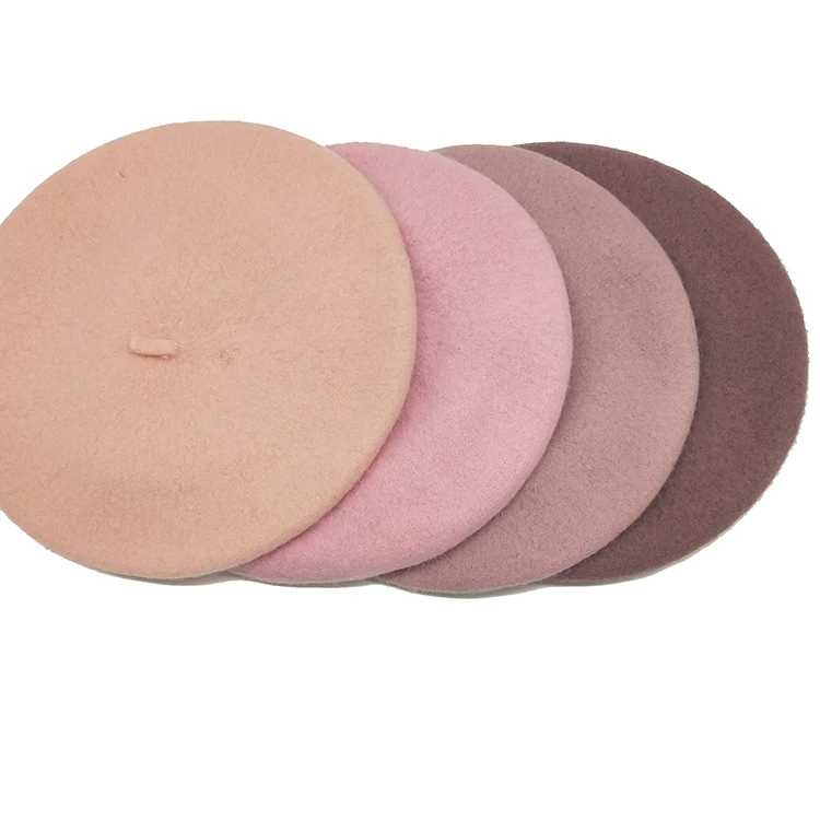 Специальное предложение, оптовая продажа, берет с вышивкой на заказ, однотонный шерстяной берет для женщин