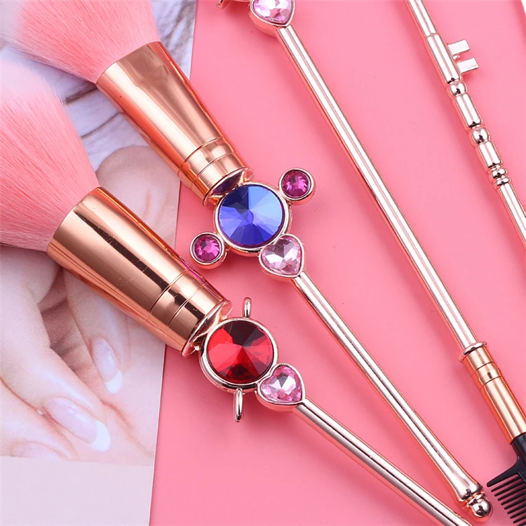 Kits de brochas de sombra de ojos para base de polvo cosmético, herramienta  de maquillaje facial con tapa de cristal, Sailor Moon, juego de