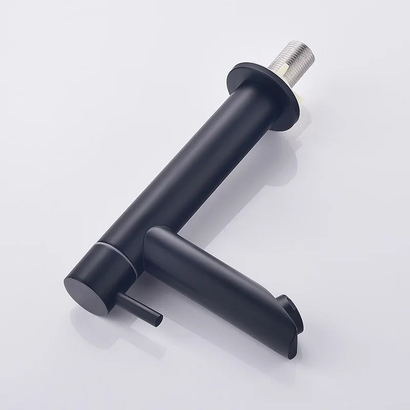 Modern Design Single Handle 304 Stainless Steel Basin Faucet New Single Hole Mounted Cold Water Tap for Bathroom Black Ceramic