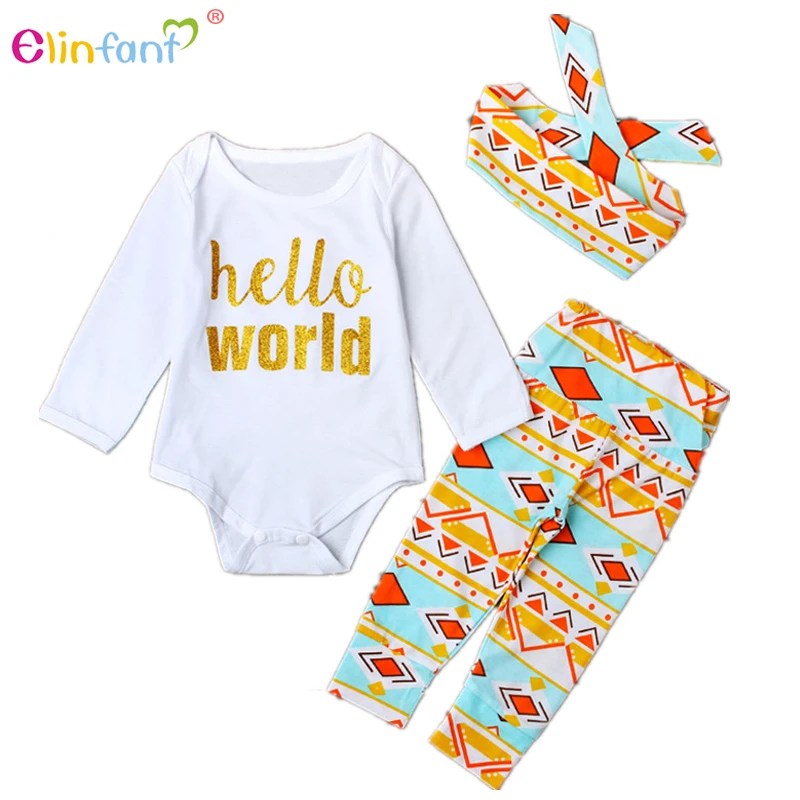 Elinfant Новорожденные девушки Одежда Baby Romper Нарядные штаны Комплект с длинным рукавом Зимняя