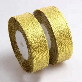 Sotock wholesale ribbon ,1 inch gold glitter ribbon tape
