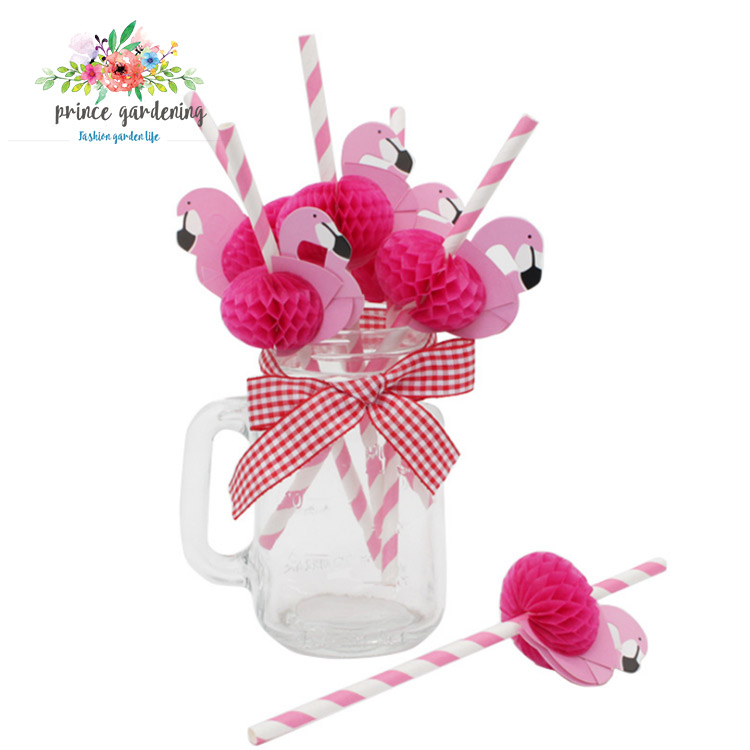 
 Оптовая продажа, биоразлагаемые праздничные полосатые бумажные соломинки с фламинго  