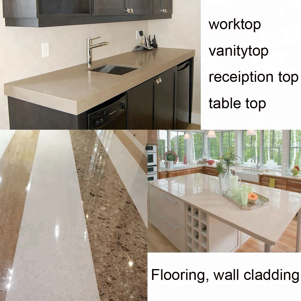 High Quality Artificial Quartz Stone Countertop Gold Red Rose Quartz Slab Kitchen Countertop