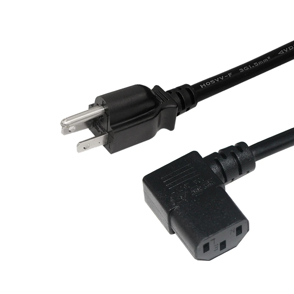 ac extension Cable PVC black us male to female Nema5-15P splitter y type power cord 23