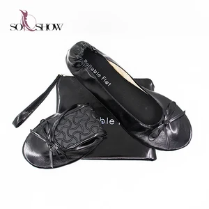 Colorful Lady Folding Party Shoes Flat Fold up Ballerina Shoes With Bag After Party Shoes