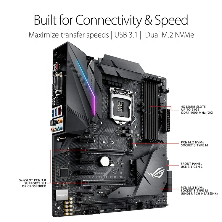 ASUS ROG STRIX Z370-F GAMING Motherboard - 64GB DDR4 ATX