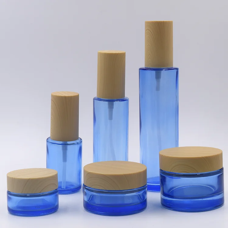 Download Cosmetic Full Set Blue Glass Lotion Bottle Cream Jar Buy Glass Lotion Bottle Glass Cream Jar Cosmetic Glass Bottle Product On Alibaba Com