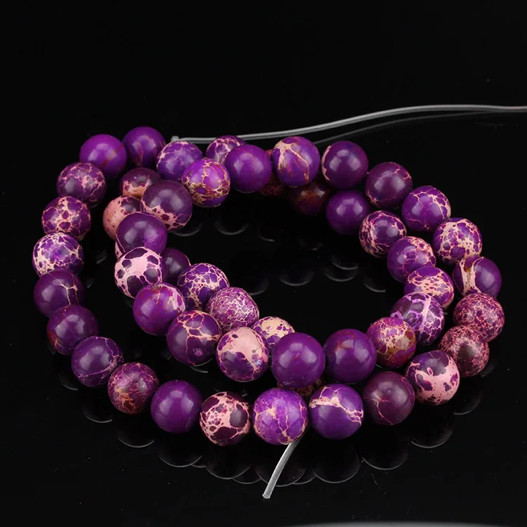 Beadthoven 3 Fili Di Perline In Diaspro Imperiale Sintetico, Pietre Rotonde Lisce 8mm Per Gioielli Fai Da Te, Foro 1mm, Energia Curativa