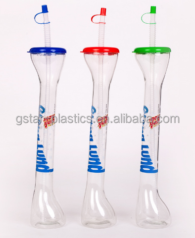 Пластиковые чашки для двора со светодиодом/чашка для двора с длинным горлышком с крышкой/прозрачная чашка для двора с соломинкой