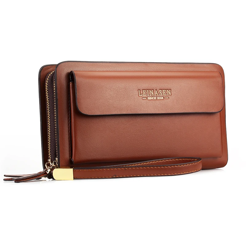 Hot Men's Hand Wallet Pu Leather Dual Zipper Men Business Clutch Bag Luxury  Purse - Buy Men's Hand Wallet,Luxury Purse,Clutch Bag Leather Product on