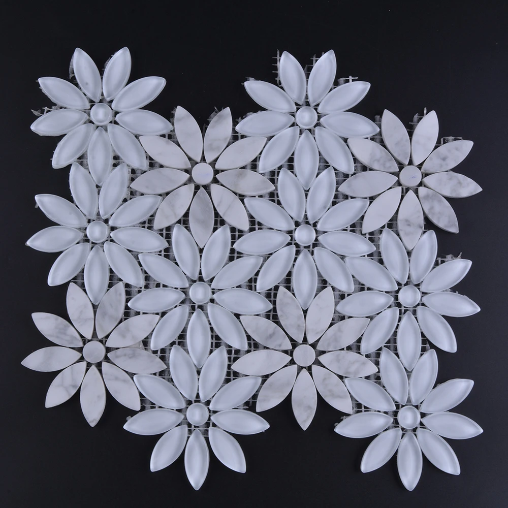 Carrara White Italian Carrera Marble Daisy Flower Design Pattern Mosaic  Tile - Buy Flower Pattern Mosaic Tile,Mosaic Tile,Marble Mosaic Tile  Product on 