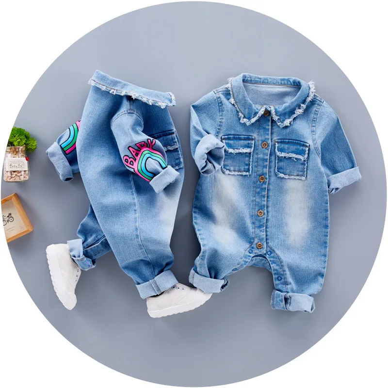 Bulk Buy Infant Clothes Baby Cute Long Sleeve Denim Blank Romper From China
