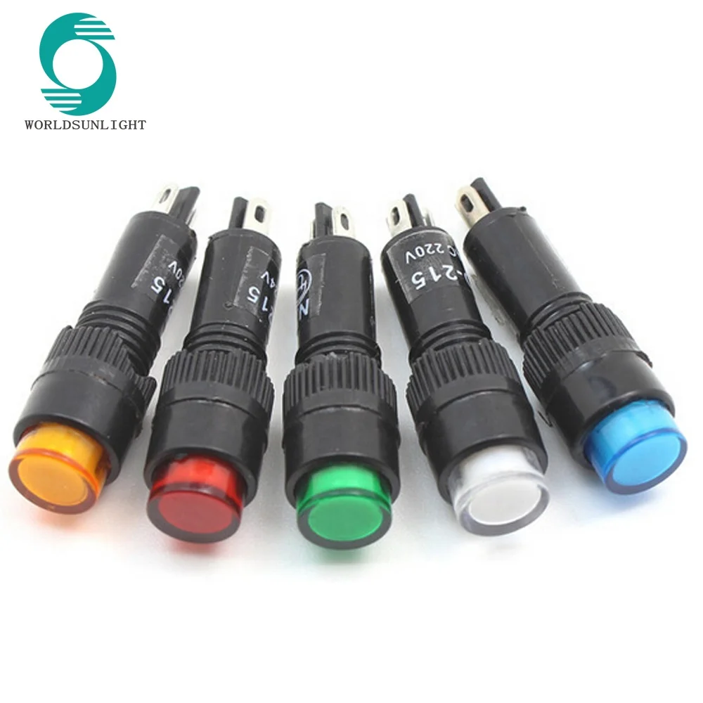 NXD-215 8mm 220V 48V 24V 12V 6V Yellow Bule White Green Red Led Indicator Light