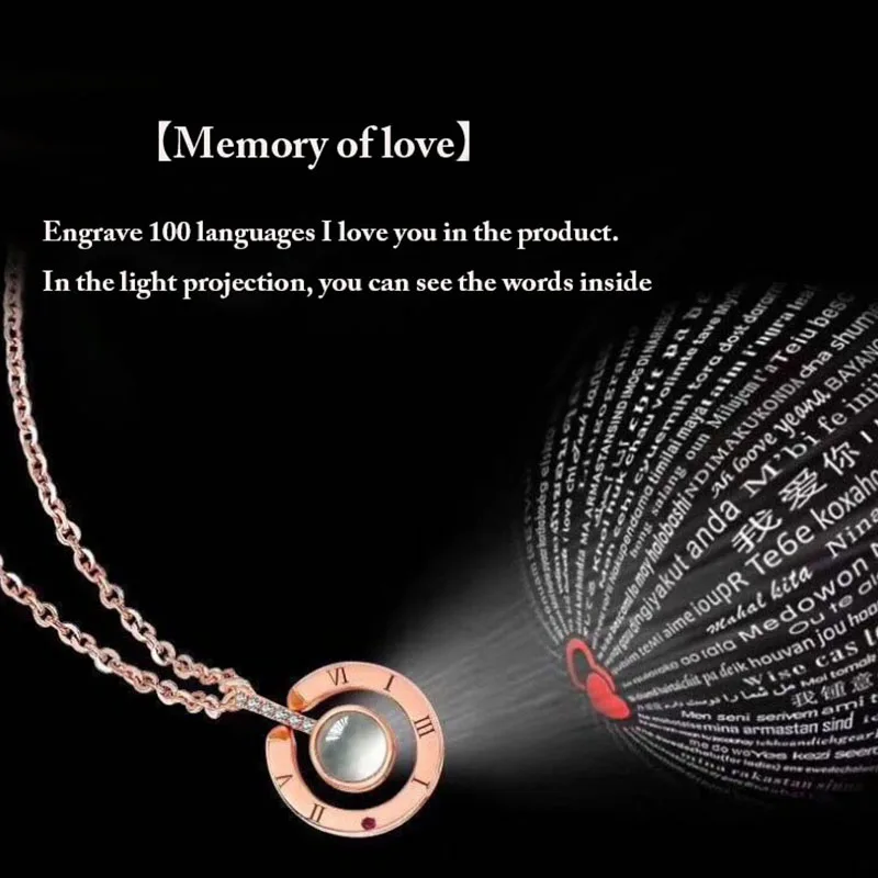 100 Languages 'I Love You' Necklace - Rose Gold & Silver