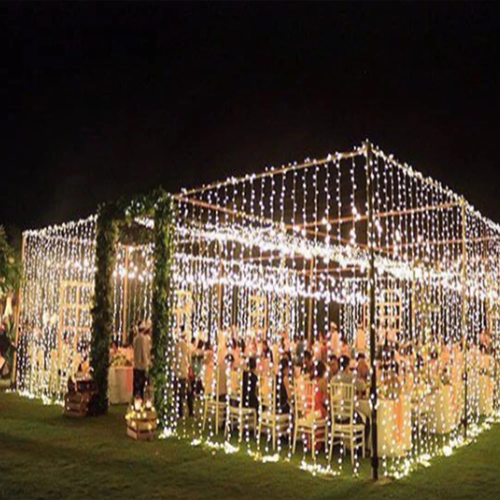 Cascade DEL Rideau de Fenêtre Lumières Chaîne Fée Lumière Mariage Noël Maison Jardin