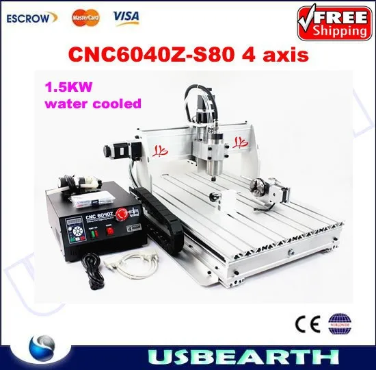 Чпу 6040Z-S80 4 оси гравировальный станок с 1.5KW шпинделя для гравировки металла леса 6040 фрезерный чпу