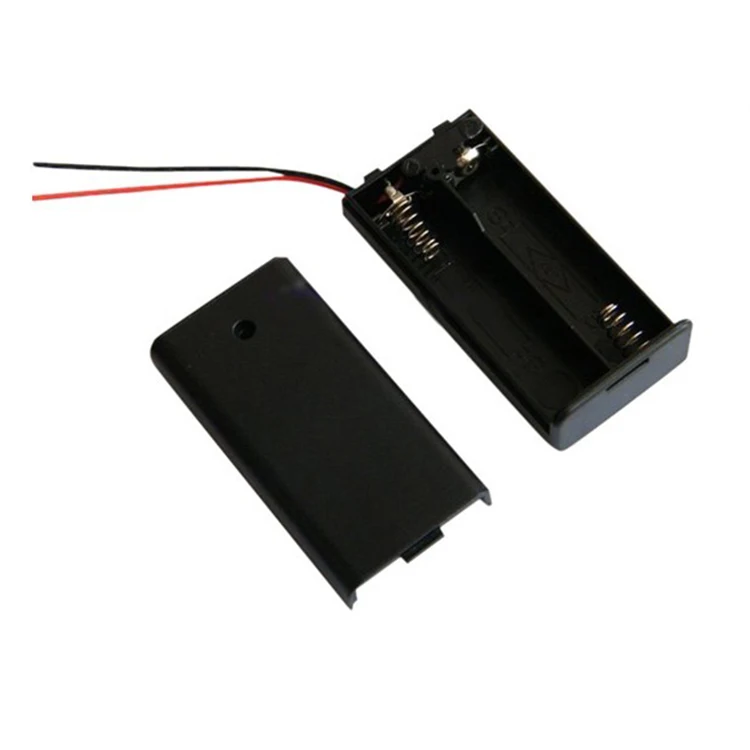 Black transparent plastic 2AA battery holder