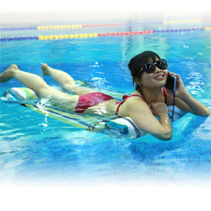 Inflatable Floating Row Water Hammock Creative Chair Shaped Air Sofa Bed Recliner for Beach Swimming Pool Seaside