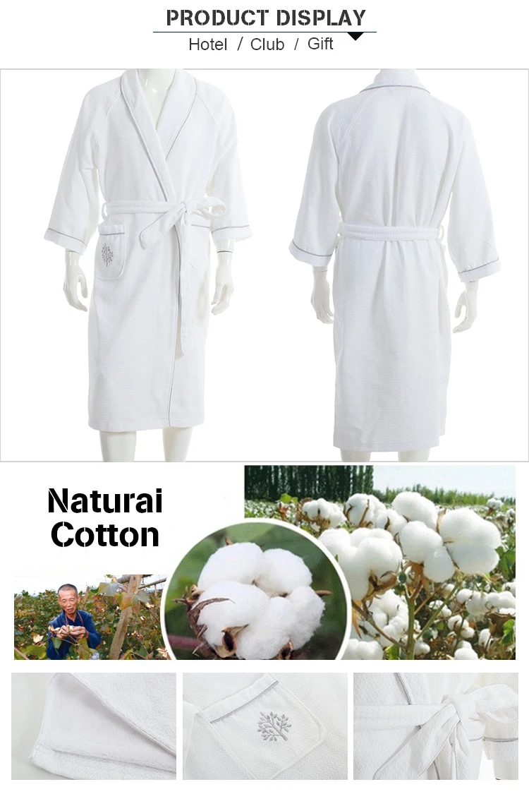 Custom Logo Linen Hotel Embroidered Terry Cloth Quilted Bath Robe Women