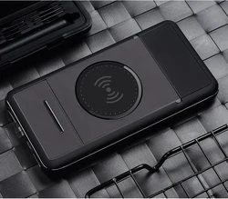 Беспроводное зарядное устройство Power Bank с подставка для мобильного телефона, 10000 мАч Qi беспроводной внешний аккумулятор банк портативного зарядного устройства совместимые телефоны
