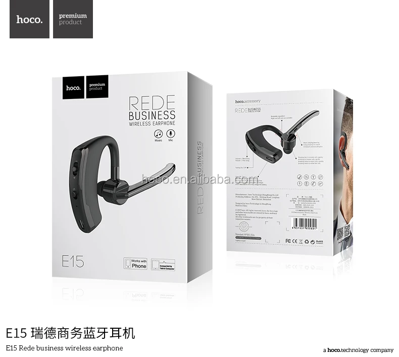 HOCO Mobile Accessories of E15 Rede Business Wireless Earphone Single-ear  Earphone Headphone