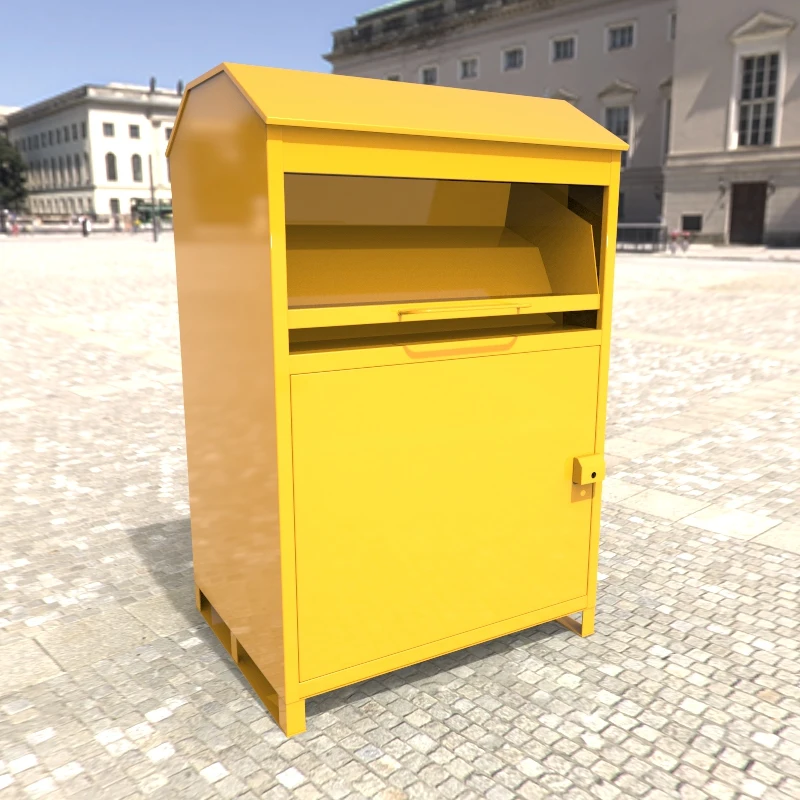 China Factory Clothes Collection Bins with Lock Clothes Donation Box Donation Bin