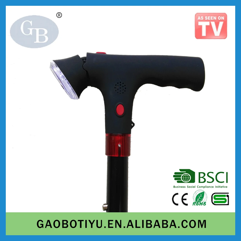 Aluminum Foldable Magic Cane with Light and Alarm for Elderly Seniors Adjustable Folding Walking Cane Stick