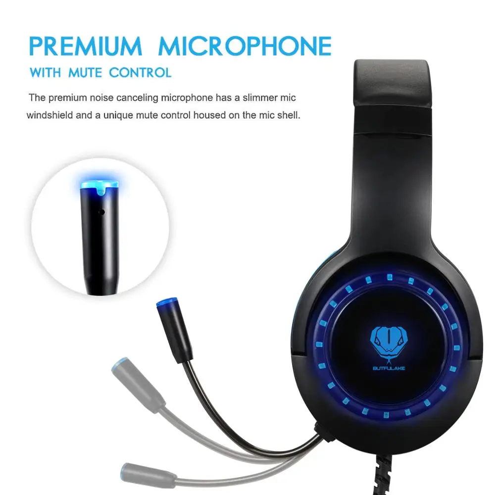 Wired Stereo Led Gaming Headset 3.5mm With Mic Butfulake H 11 For