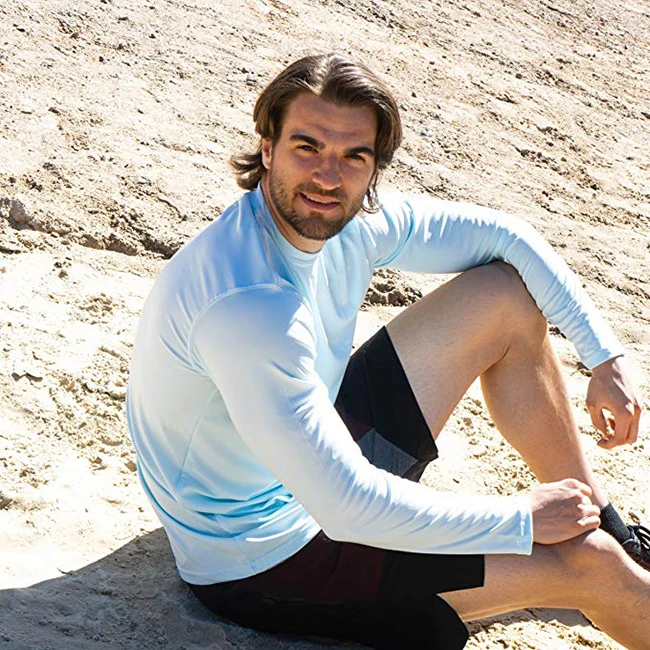 Пользовательская мужсая, купальный костюм с защитой от ультрафиолета 50 +, защита от ультрафиолета, полиэстер сублимации Спорт на открытом воздухе с длинными рукавами модные футболки