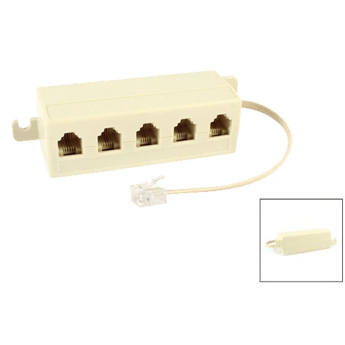 RJ11 6P4C Male to 5 Way 6P4C Female Socket RFAdapter Used for Connect Printer Phone Line Splitter Adapter 1 to 5 Fax Machine and Multiple Landline Telephones
