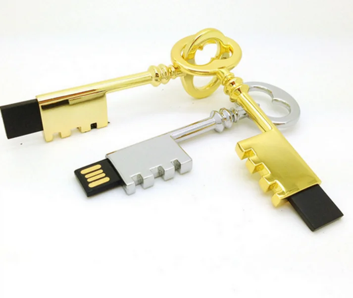Customized Metal USB 2.0 Flash Drive in Key Shape 8GB to 128GB Memory Stick New Stock