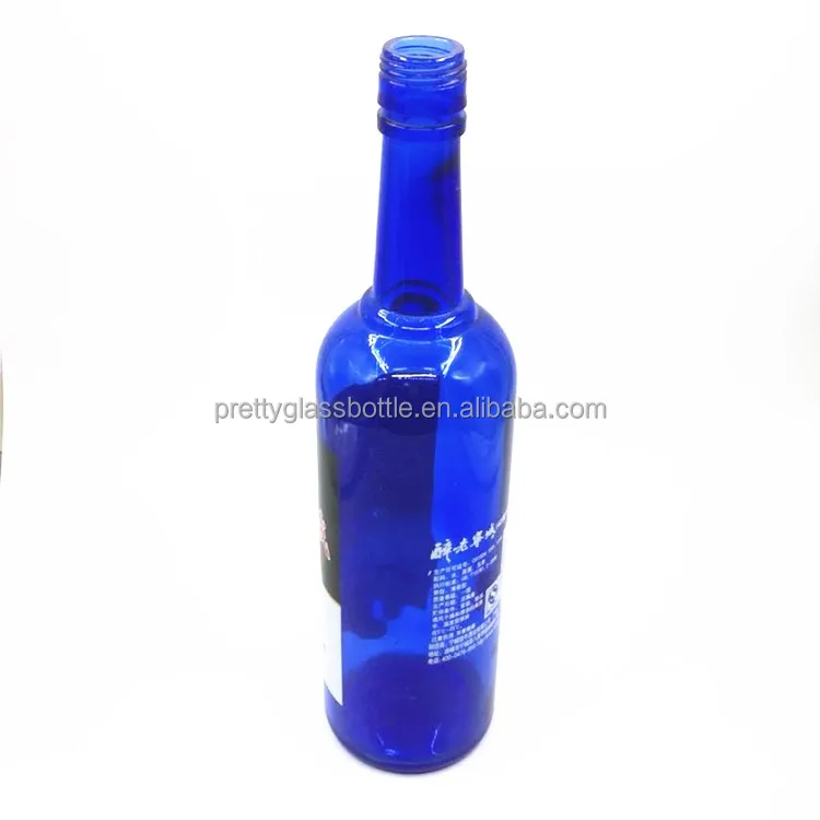 Blue 750ml Vodka Whisky Wine Bottle with Screw Top & Decal