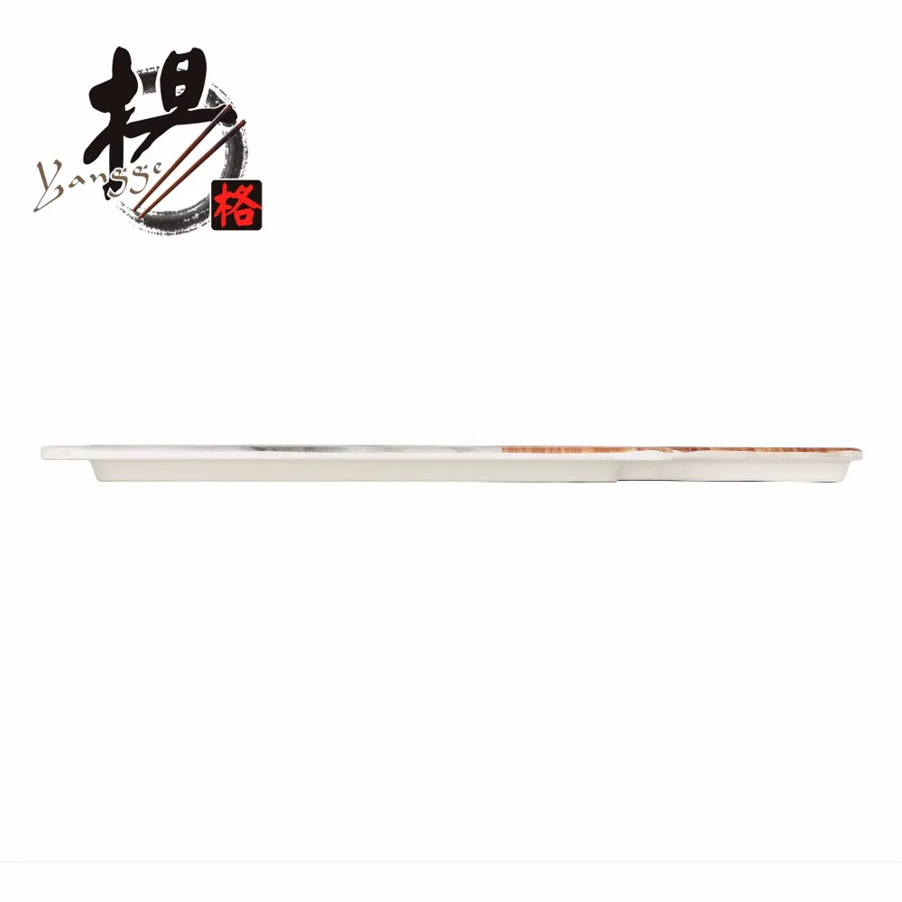 The Latest Double Color Melamine Cheese Board with Handle Flat Oak Wooden Serving Plate