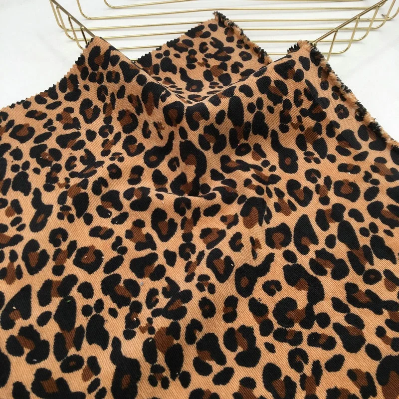 Customized Digital Printed Leopard Print Corduroy Fabric