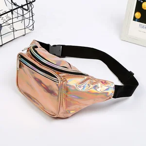 Wholesale Customized Waterproof PVC Zipper Fashion Holographic Sport Travel Waist Fanny Pack