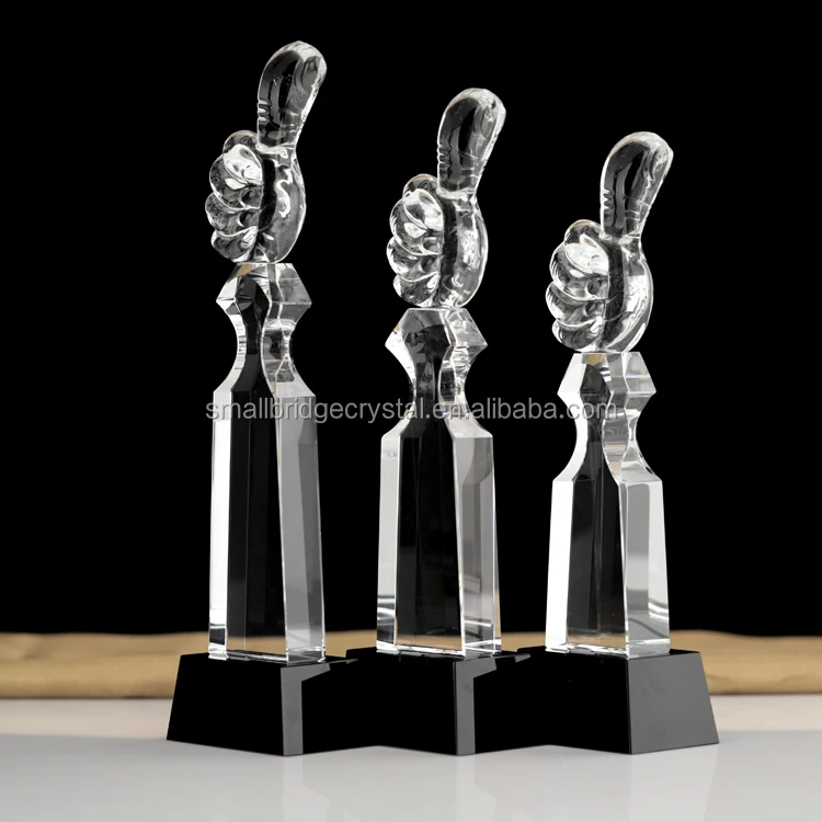 Hot Sale New Design Business Souvenir Gifts Thumb Crystal Trophy