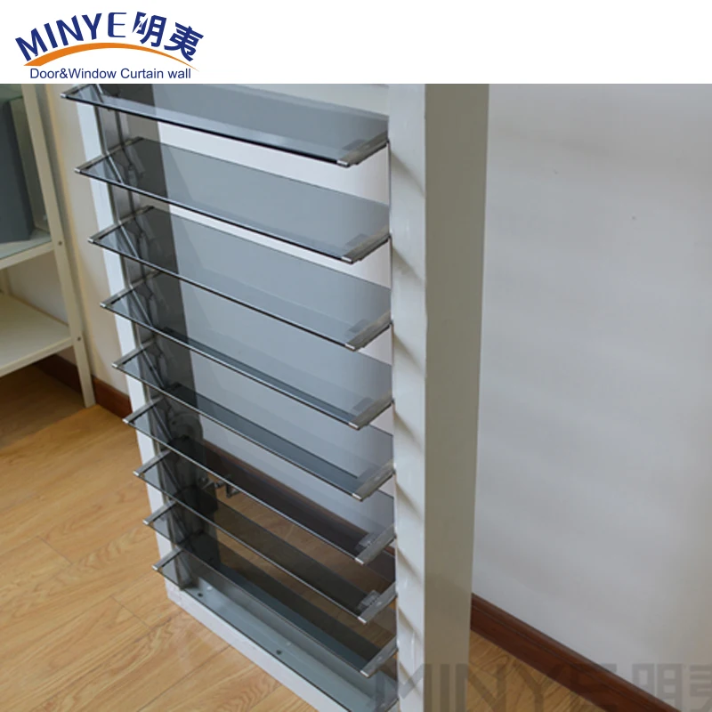Durable Window Shutters Aluminium Frame Glass Window Shutters Exterior Plantation Shutters