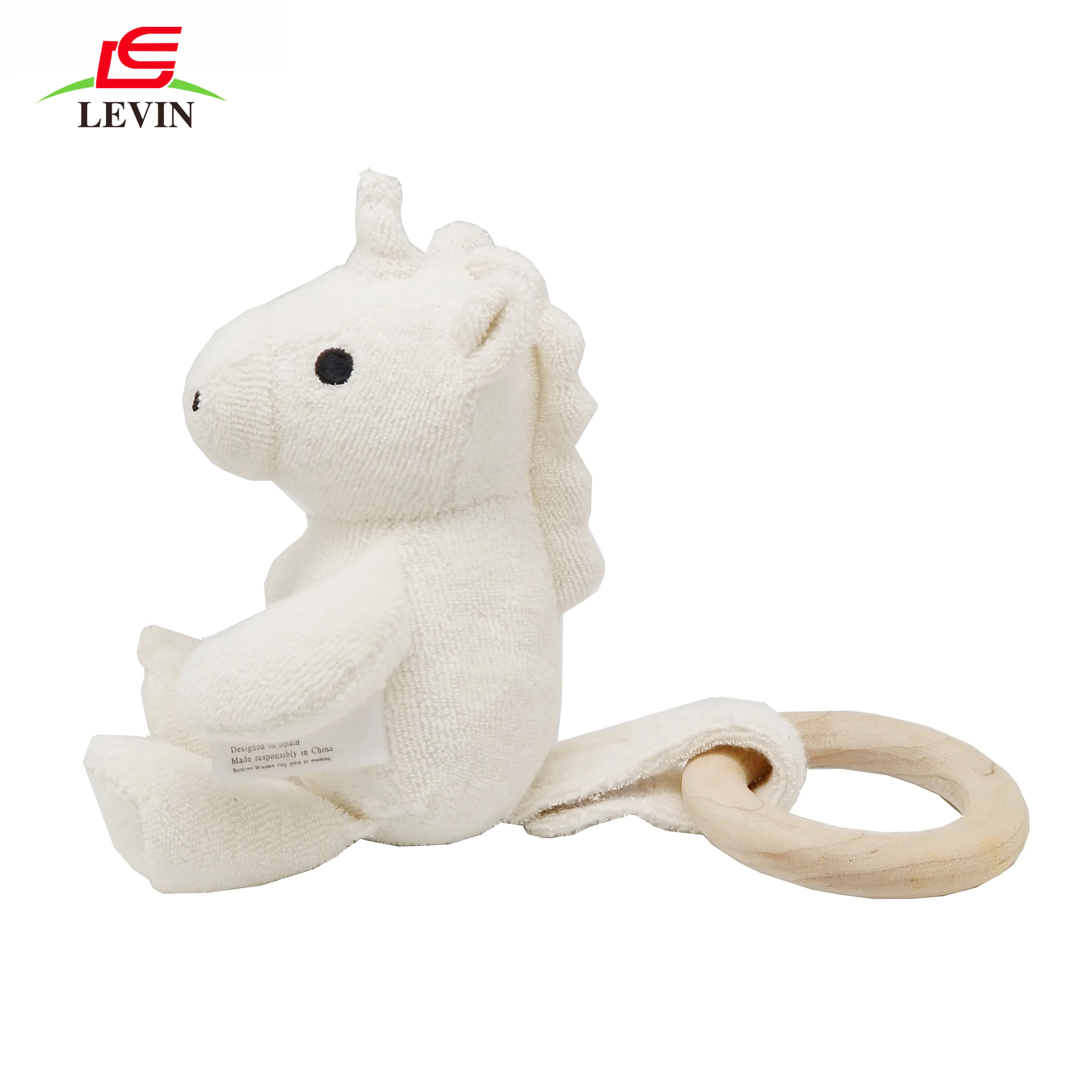 DIY 1pcs Natural Wooden Teether unicorn shape baby molar stick Safety Baby Toy 